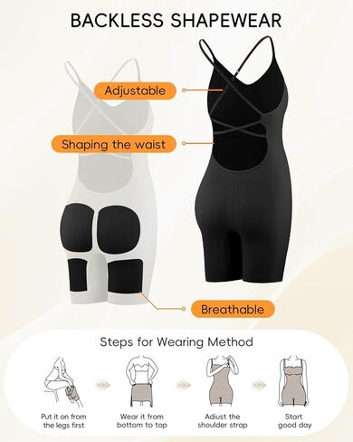 Backless Full Body Shapewear for Women with Tummy Control, Seamless Sculpting Bodysuit for Daily and Workouts in Saudi Arabia