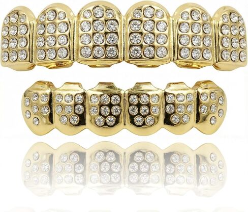 Diamond Grills for Your Teeth, Grillz Teeth Men Hip Hop Gold Tooth Cap Fake Grillz Mouth Teeth 90s Accessories for Women in Saudi Arabia