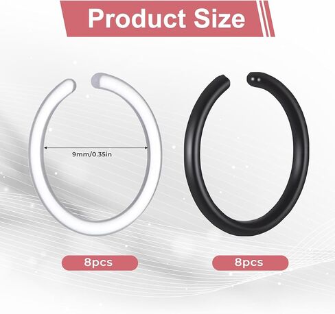 16 PCS 5G 2 Colors Plastic Noses Rings, Bioplastic Flexible Nose Piercing Retainer Ring Anti Allergy Gauge Plastic Hoop Ear Retainers Seamless Ring Hoop Unisex Nose Rings for Work Sports Women Men in Saudi Arabia