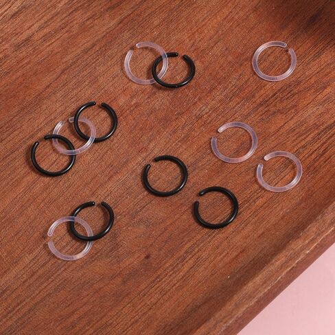 16 PCS 5G 2 Colors Plastic Noses Rings, Bioplastic Flexible Nose Piercing Retainer Ring Anti Allergy Gauge Plastic Hoop Ear Retainers Seamless Ring Hoop Unisex Nose Rings for Work Sports Women Men in Saudi Arabia