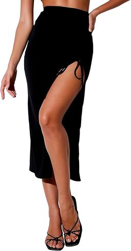Women's Latin Tango Slasa Dance Skirt Asymmetrical Hem High Waist Half-Body Skirt Practice Dance Dress in Saudi Arabia