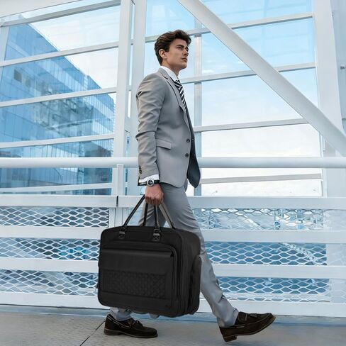 حقيبة كمبيوتر محمول متدحرجة بعجلات صامتة | للرجال والنساء، يناسب جهاز كمبيوتر محمول مقاس 16 بوصة، وسفر العمل، والرحلة الليلية، على شكل حقيبة، أسود in Kuwait