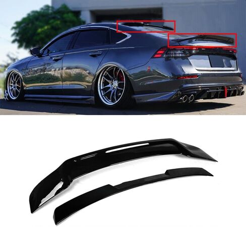 Rear Trunk Lid Spoiler + Rear Window Roof Spoiler Compatible with Honda Accord 2023 2024 2025 All Models JDM Highkick Style Duckbill Trunk Spoiler (Gloss Black) in Saudi Arabia