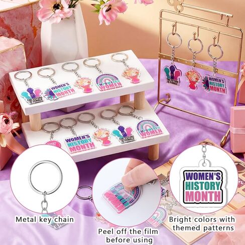 72 Pcs Women's History Month Gifts Bulk International Women Day Appreciation Set with Inspirational Female Rights Awareness Ballpoint Pen Bookmarks and Keychains for Party Office Community in Saudi Arabia