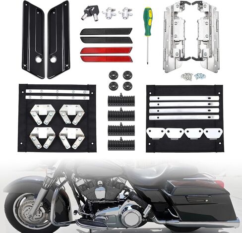 Amazicha Saddlebag Hardware Kit, Hard Bag Latches Covers, Red Reflectors, Rubber Cushion, Locks Set 1993-2013 Compatible for Harley Touring Street Glide Electra Glide Road Glide Road King in Saudi Arabia
