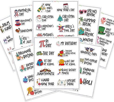 Holiday Planner Stickers for Planners and Journaling, Calendar Stickers, Holiday Seasonal Planner Stickers Sheet, Monthly Holiday Sticker, 4 Sheets, 75 Premium Matte Vinyl Stickers, Regular Size in Saudi Arabia