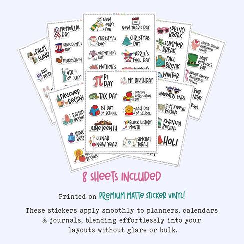 Holiday Planner Stickers for Planners and Journaling, Calendar Stickers, Holiday Seasonal Planner Stickers Sheet, Monthly Holiday Sticker, 4 Sheets, 75 Premium Matte Vinyl Stickers, Regular Size in Saudi Arabia