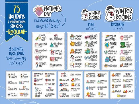 Holiday Planner Stickers for Planners and Journaling, Calendar Stickers, Holiday Seasonal Planner Stickers Sheet, Monthly Holiday Sticker, 4 Sheets, 75 Premium Matte Vinyl Stickers, Regular Size in Saudi Arabia