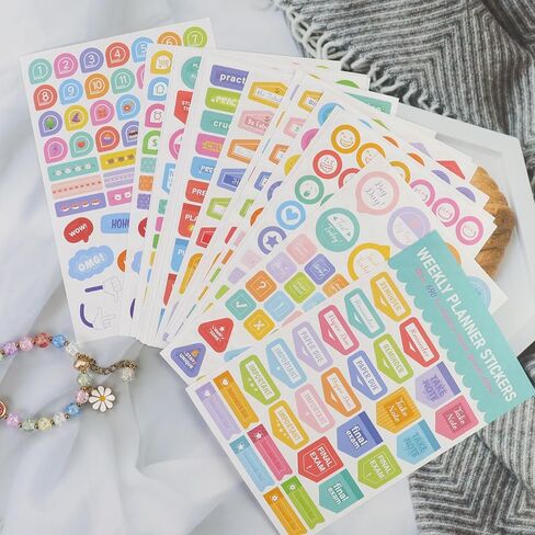 8 Sheets Multi-Purpose Planner Stickers Set, Versatile Design Stickers for Journaling, Calendar Organization & Life Planning(8Pcs) in Saudi Arabia