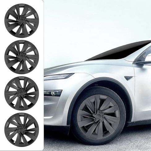 أغطية عجلات Tesla Model Y Juniper مقاس 19 بوصة 2025-2026 أسود غير لامع 4 قطع ABS حافة حامية تناسب ملحقات Tesla Model Y 2026 مع مجموعة أدوات إصلاح الإطارات in Kuwait