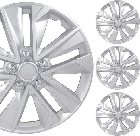 16" Universal Silver Car Wheel Cover/Hubcap Set | Replacement Snap On | Set of 4 | Universal Fit for 16 Inch Base Stock Rims in Saudi Arabia