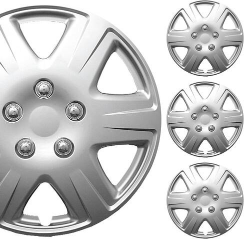 غطاء عجلة سيارة فضي عالمي مقاس 16 بوصة/مجموعة Hubcap | أداة بديلة | مجموعة من 4 | مناسب عالمي لحواف المخزون الأساسية مقاس 16 بوصة in Saudi Arabia