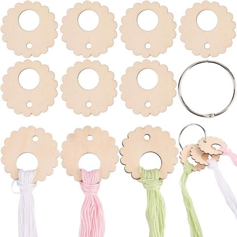 GORGECRAFT 100Pcs Wood Thread Drops 2.3 x 1.1 Inch Wooden Rectangle Cross Stitch Board Card Embroidery Threads Organizer Holder Bobbins Floss with Iron Binder Rings for DIY Craft Sewing Storage in Saudi Arabia