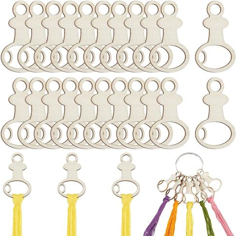 GORGECRAFT 100Pcs Wood Thread Drops 2.3 x 1.1 Inch Wooden Rectangle Cross Stitch Board Card Embroidery Threads Organizer Holder Bobbins Floss with Iron Binder Rings for DIY Craft Sewing Storage in Saudi Arabia