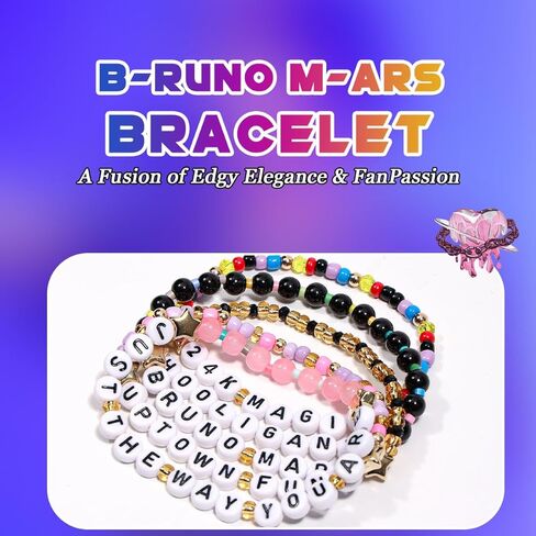 AICase for Bruno Merch Mars Gifts Inspired Bracelets 5 Pcs Stackable Stretch Beaded Friendship i Just Might Bracelets Concert Outfit Vinyl Poster Sticker Jersey Merchandise Gifts for Fans Birthday in Saudi Arabia