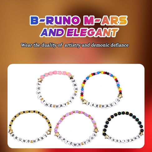 AICase for Bruno Merch Mars Gifts Inspired Bracelets 5 Pcs Stackable Stretch Beaded Friendship i Just Might Bracelets Concert Outfit Vinyl Poster Sticker Jersey Merchandise Gifts for Fans Birthday in Saudi Arabia