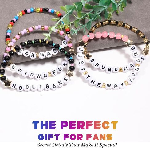 AICase for Bruno Merch Mars Gifts Inspired Bracelets 5 Pcs Stackable Stretch Beaded Friendship i Just Might Bracelets Concert Outfit Vinyl Poster Sticker Jersey Merchandise Gifts for Fans Birthday in Saudi Arabia