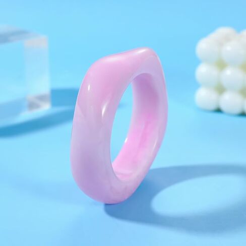 CJIAYUJEW Acrylic Chunky Bangle Bracelets for Women Irregular Colorful Acrylic Resin Bracelet Set Fashion Geometric Cuff Wide Bangles in Saudi Arabia