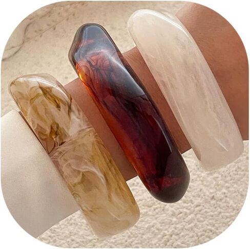 CJIAYUJEW Acrylic Chunky Bangle Bracelets for Women Irregular Colorful Acrylic Resin Bracelet Set Fashion Geometric Cuff Wide Bangles in Saudi Arabia