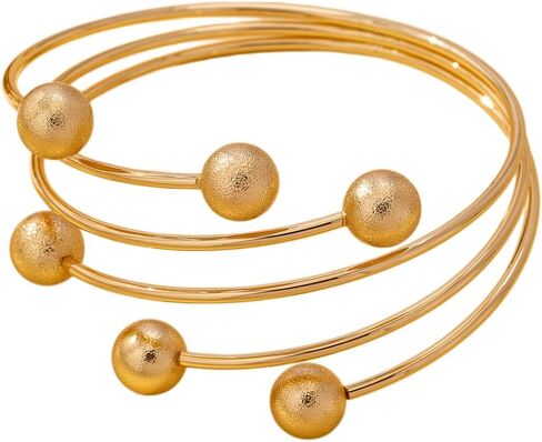 Women's Bracelet, Fashionable, Exquisite Round Ball, Multi-Layered Lines, Open Adjustable Bracelet, Suitable for Daily Wear,Golden in Saudi Arabia