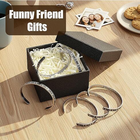 Tondiamo 6 Pack Galentine's Day Friendship Bracelets Gifts for Women Engraved Cuff Bracelets Friends Inspirational Stainless Steel Jewelry Friendship Gifts for Birthday Memorial for Her Mom in Saudi Arabia