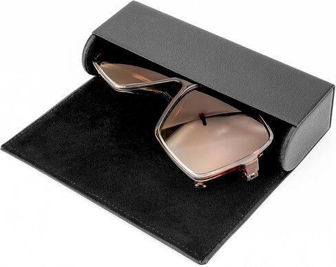 Linkidea Oversized Sunglasses Case, Large Frame Glasses Case for Sunglass, Eyeglasses Travel Bag Compatible with Persol Rectangle/Aviator RayBan Caravan Reverse Square/Rectangular (Black) in Saudi Arabia