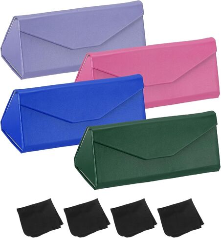 PATIKIL Foldable Glasses Case, Triangle Magnetic PU Leather Hard Eyeglass Cases for Women Man in Saudi Arabia