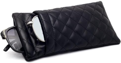 Eyeglass Case Double-Layer PU Leather Eyewear Pouch Unisex Sunglasses Storage Bag in Saudi Arabia