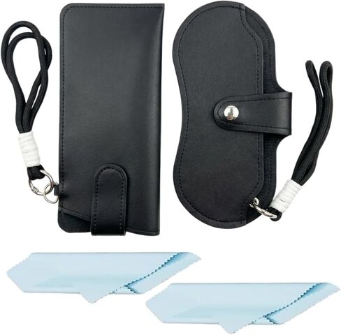2Pack Glasses Storage Case Set Leather Eyeglass Case with Lanyard Portable Sunglasses Case in Saudi Arabia
