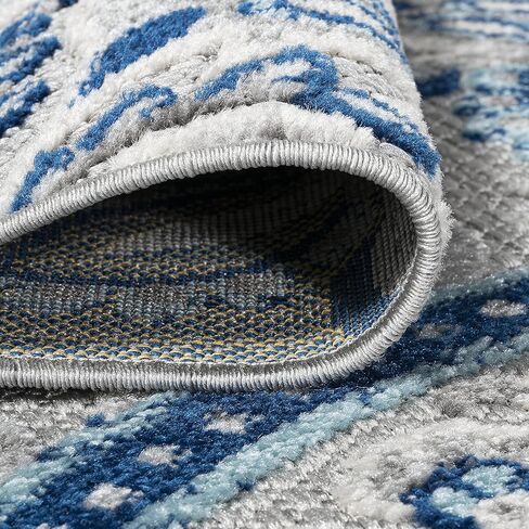 JONATHAN Y Paisley High-Low Indoor Outdoor Area Rug 5X8 Light Gray/Blue, Gordes for Backyard, Patio, Porch, Easy-Cleaning, High Traffic, Pet-Friendly, Non-Shedding (AMC103C-5) in Saudi Arabia