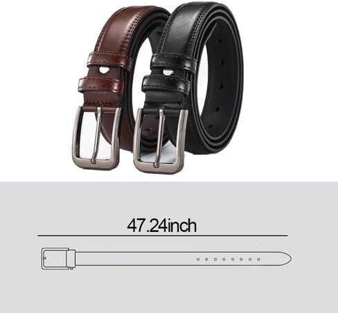 2 Pack Belt Men, Mens Belts Leather, Leather Dress & Casual Belt for Work and Business with Adjustable Fit in Saudi Arabia