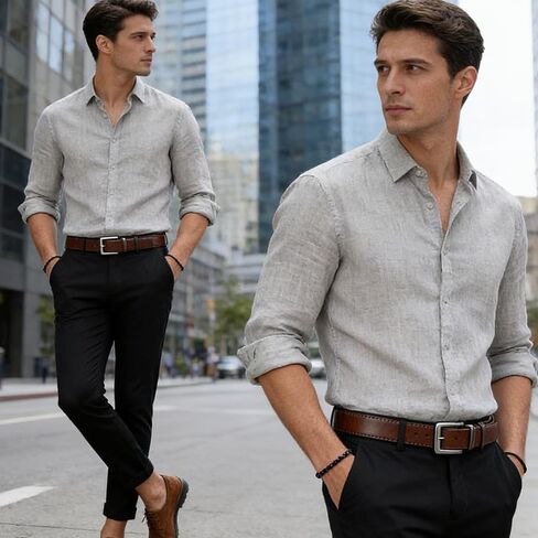 2 Pack Belt Men, Mens Belts Leather, Leather Dress & Casual Belt for Work and Business with Adjustable Fit in Saudi Arabia
