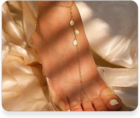 Gold Leaf Dainty Toe Anklet Gorgeous Foot Chain Body Jewelry Elegant Anklets in Kuwait