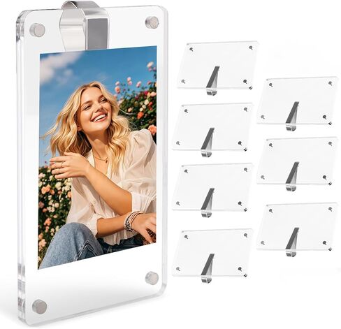 4Pcs Car Clip Picture Holder,Personalized Car Picture Frame,Acrylic Car Photo Holder,Magnetic Car Sun Visor Photo Clip,Visor Clip Photo Frame Hanging Decor Car Accessories for Mom Husband Family Photos in Saudi Arabia