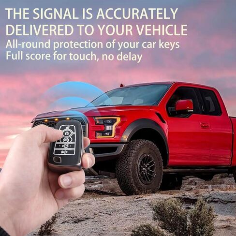 غطاء مفتاح WJS، غطاء حماية لمفتاح السيارة متوافق مع 2017-2026 Ford Explorer Bronco Escape Edge Expedition Maverick Mustang F150 F250 F350 F450 F550 Fusion Ranger Lincoln Premium (أسود) in Kuwait