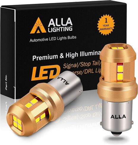 Alla Lighting Miniature 12V Ba15S Base 7506 1156 LED Bulbs, Amber Yellow, Super Bright Turn Signal Blinker Lamps Replacement 3497 1156NA in Saudi Arabia
