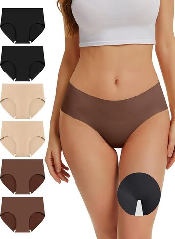 OVRUNS ملابس داخلية مقاومة لأصابع القدم للنساء، 6 قطع من ملابس داخلية خافي العيوب Cameltoe بدون خياطة، سراويل داخلية للتمرين in Saudi Arabia