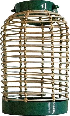 Veylo Works Rattan Lantern - ديكور بوهو للاستخدام الداخلي والخارجي - أضواء الطاولة والتعليق الحديثة المصنوعة يدويًا المقاومة للطقس - غرفة بوهو وديكور المنزل (أبيض غير لامع) in Kuwait