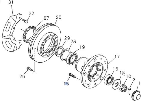 Wheel Stud + Nut Front Right Passenger Side for Isuzu NPR NQR NPR-HD NRR 98-25 in Saudi Arabia