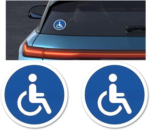 Car Handicap Parking Sign, 2PCS Reflective Magnetic Vehicle Disabled Parking Access Symbol Sticker, Waterproof Automotive Handicap Stop Signs, Universal for SUV RV Truck (Square) in Saudi Arabia