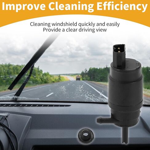 مضخة غسيل الزجاج الأمامي رقم 61661380066 - مضخة محرك غسيل الزجاج الأمامي للسيارة - لسيارة BMW 3 Series 1982-1994 بلاستيك أسود مع حلقة معدنية - قطعة واحدة in Kuwait