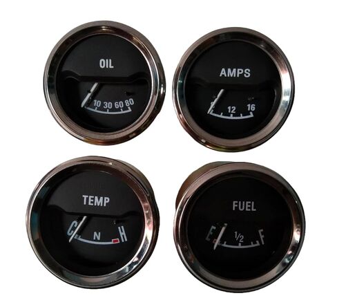 Electrical 4 pc gauges Set Black Chrome 52 mm 2 inch Classic Style Temp Oil Fuel Volt Gauge Saying amps in Saudi Arabia