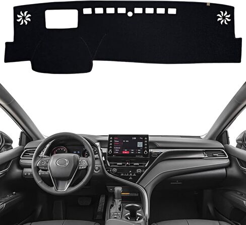 غطاء لوحة القيادة KEYOOG مناسب لسيارة to-yota Camry 2024-2018 (مع نماذج HUD)، سجادة مضادة للوهج، وسادة مضادة للانزلاق وواقي من الشمس (أسود) in Kuwait