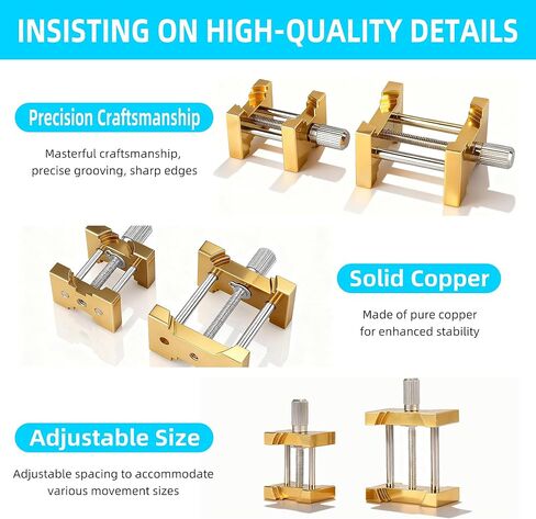 2 قطعة حامل حركة ساعة نحاسية متعددة الوظائف أداة إصلاح ساعة معدنية مجموعة حامل حافظة قابل للتعديل أداة مناسبة لإصلاح الساعة in Kuwait