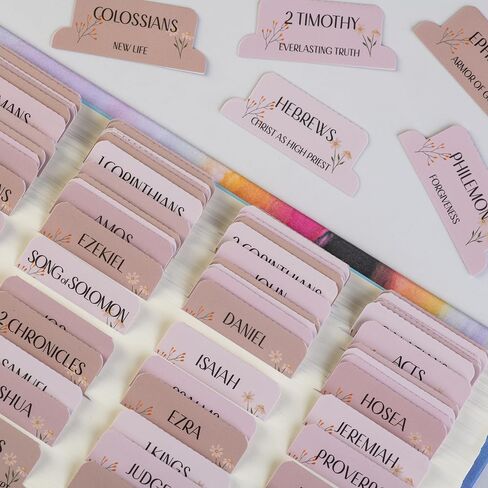 DiverseBee Laminated Bible Tabs (Large Print, Easy to Apply), Bible Study Journaling Supplies, 84 Bible Index Book Tabs for Men and Women, Bible Accessories, Includes 18 Blank Tabs - Noble Theme in Kuwait