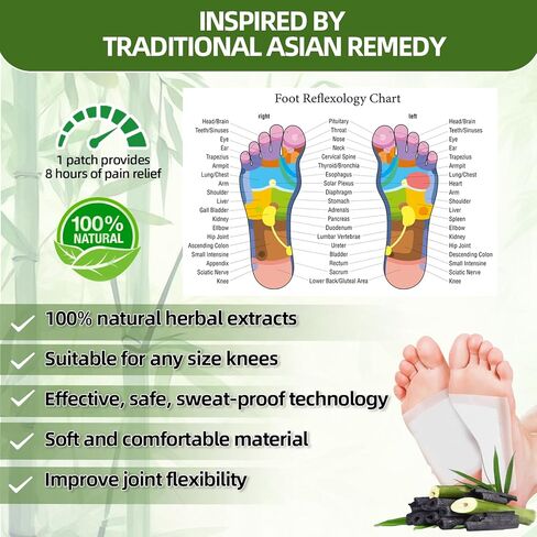 20 قطعة من رقع القدم، مكونة من مكونات طبيعية للعناية بالقدم مع خل الخيزران ومسحوق الزنجبيل، نوم مريح ويساعد على إزالة التوتر، لاصق مريح ولا يترك أثرًا in Kuwait