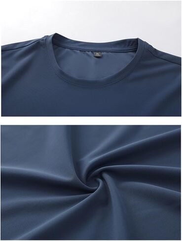 Men Short Sleeves Shirt Casual Plain Crewneck Tees Breathable Ice Silk T-Shirt Summer Dry Fit Tops in Saudi Arabia