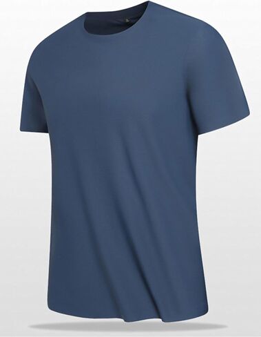 Men Short Sleeves Shirt Casual Plain Crewneck Tees Breathable Ice Silk T-Shirt Summer Dry Fit Tops in Saudi Arabia
