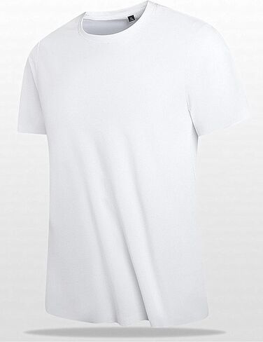 Men Short Sleeves Shirt Casual Plain Crewneck Tees Breathable Ice Silk T-Shirt Summer Dry Fit Tops in Saudi Arabia