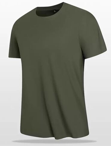 Men Short Sleeves Shirt Casual Plain Crewneck Tees Breathable Ice Silk T-Shirt Summer Dry Fit Tops in Saudi Arabia